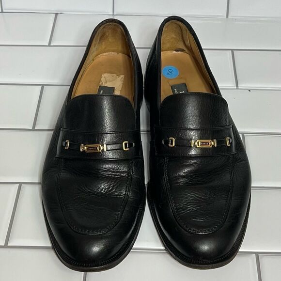 Bally Loafers Men’s Dress Shoes Black Leather Slip On’s Size 8 - Picture 7 of 15